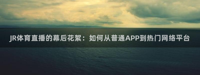 JR体育直播的幕后花絮：如何从普通APP到热门网络平台